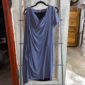 Vionnet Slate Grey Draped Sleeveless Silk Dress